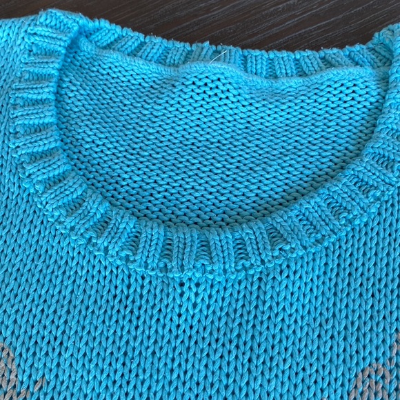 2/$20. Ladies crocheted sweater in size medium teal blue. - Picture 4 of 7